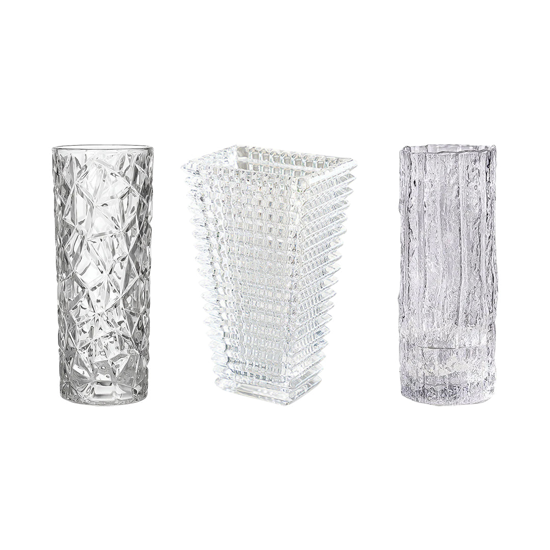 SOGA Home & Living Bundle – Handcrafted Clear Glass Vases for Elegant Home Décor