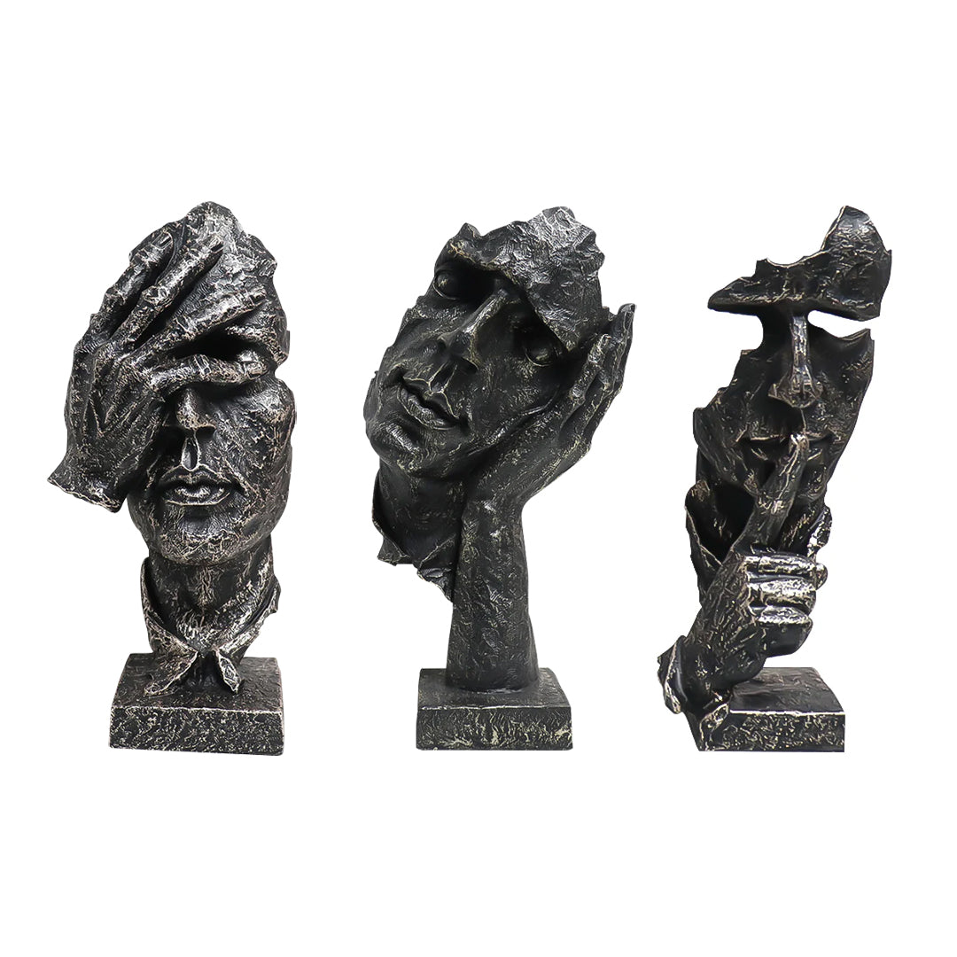 SOGA Home & Living Bundle – Abstract Resin Face Sculptures for Modern Art Home Decor