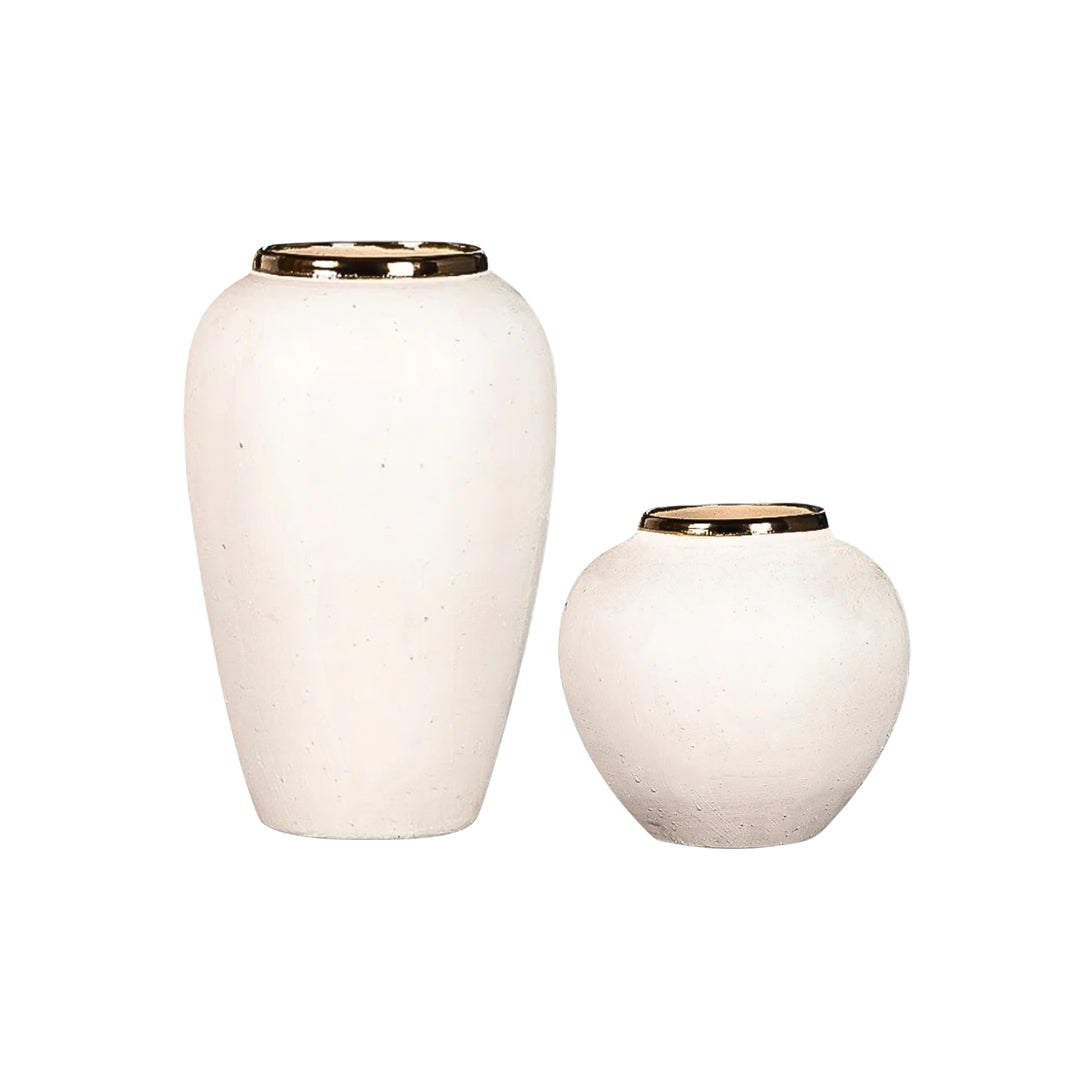 SOGA Home & Living Bundle – Plain White Ceramic Flower Vases for Elegant Living Room Decor