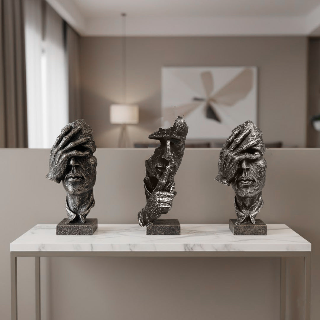 SOGA Home & Living Bundle – Abstract Resin Face Sculptures for Modern Art Home Decor