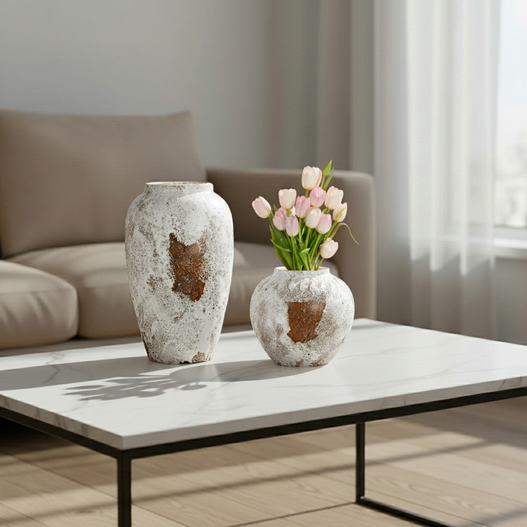SOGA Home & Living Bundle – Gradient White Ceramic Flower Vases for Elegant Home Decor