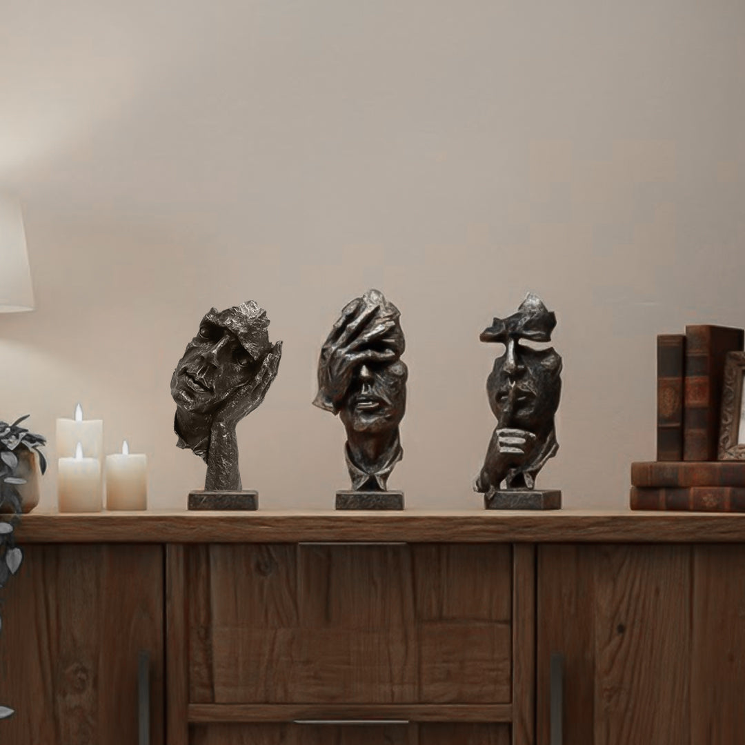 SOGA Home & Living Bundle – Abstract Resin Face Sculptures for Modern Art Home Decor