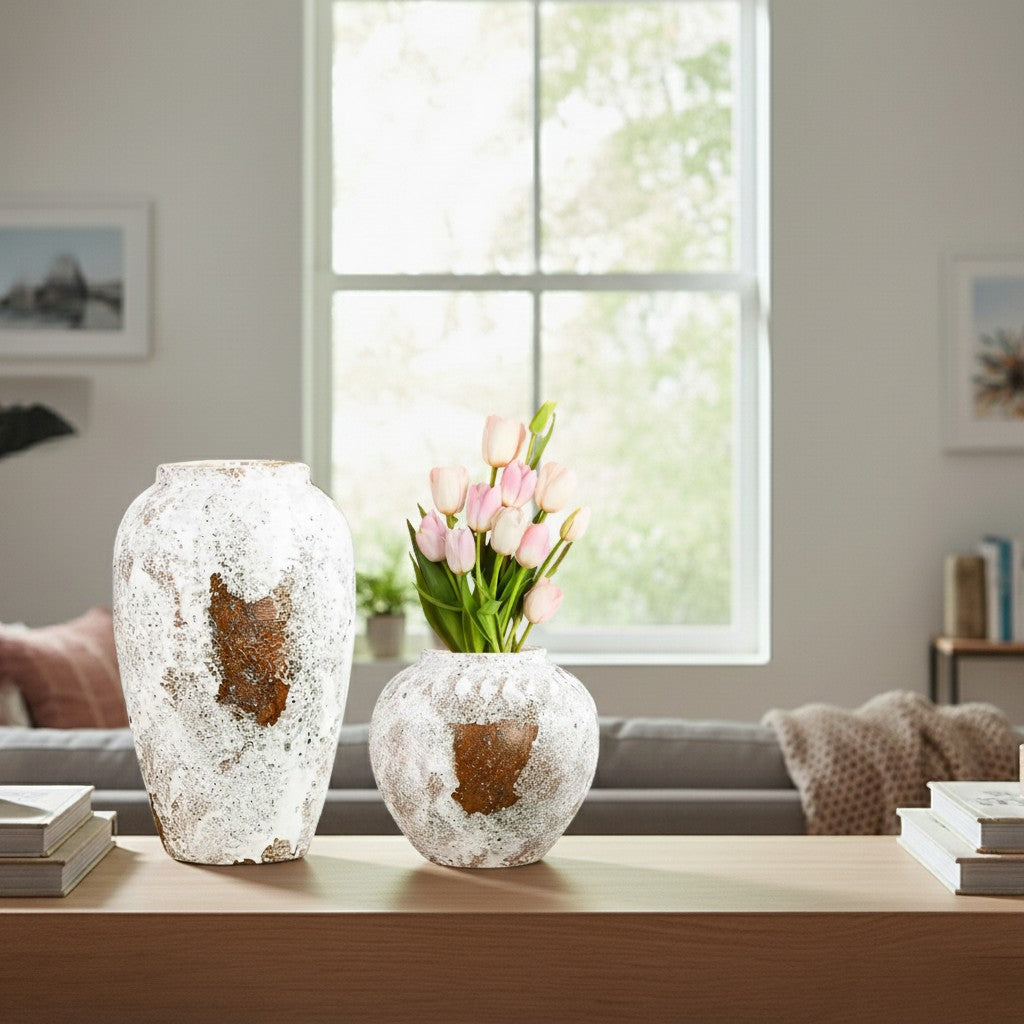 SOGA Home & Living Bundle – Gradient White Ceramic Flower Vases for Elegant Home Decor