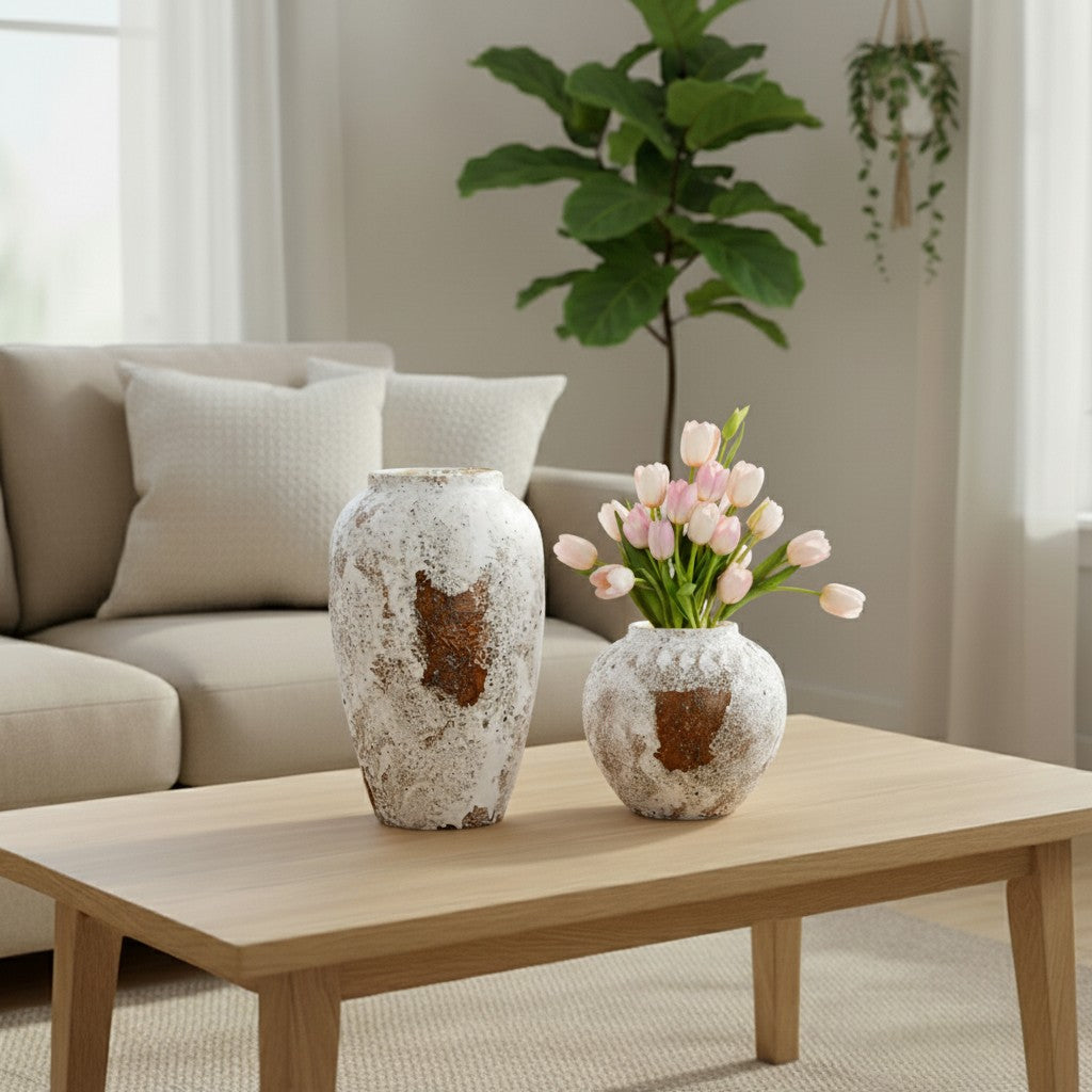 SOGA Home & Living Bundle – Gradient White Ceramic Flower Vases for Elegant Home Decor