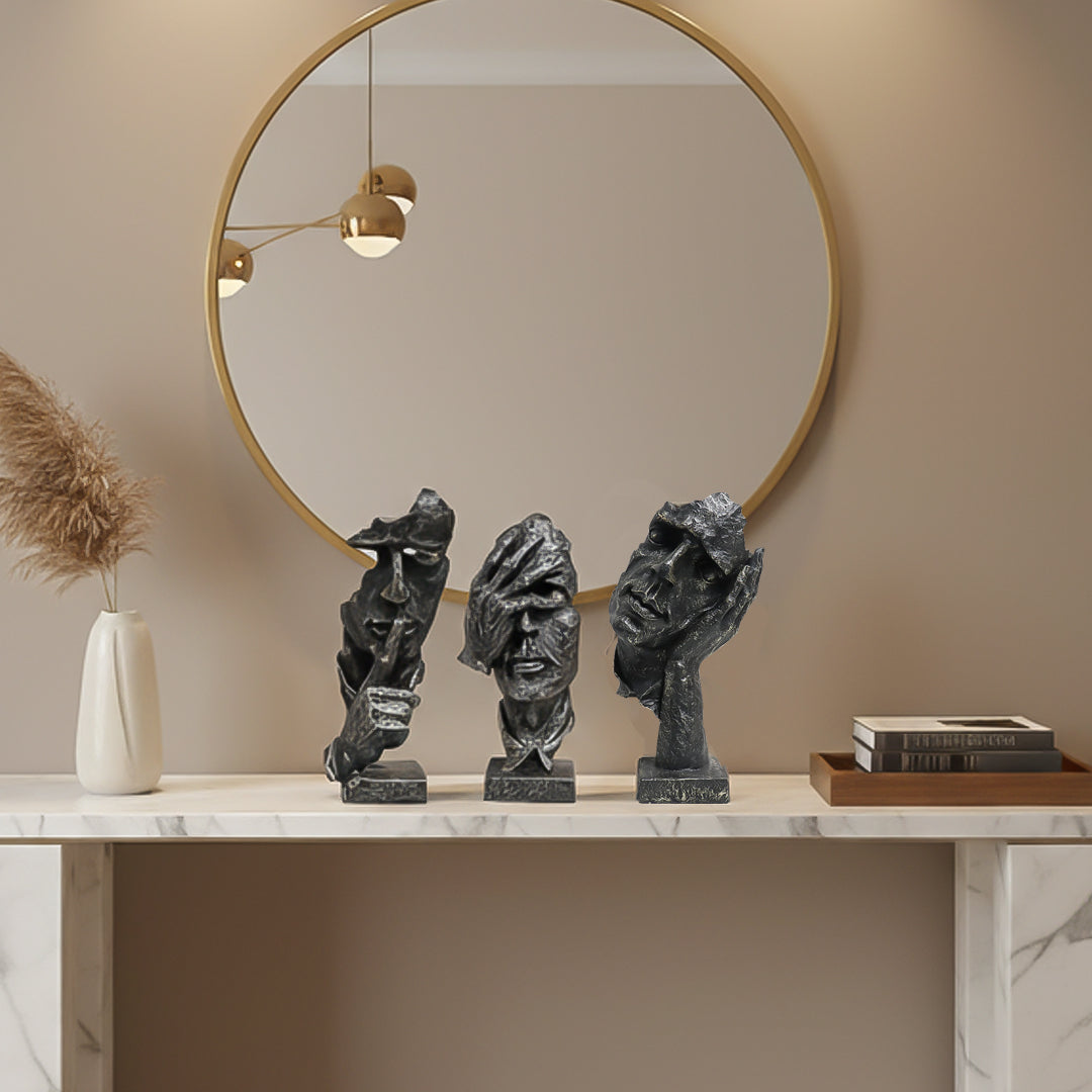 SOGA Home & Living Bundle – Abstract Resin Face Sculptures for Modern Art Home Decor