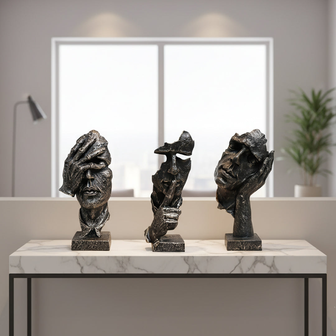 SOGA Home & Living Bundle – Abstract Resin Face Sculptures for Modern Art Home Decor