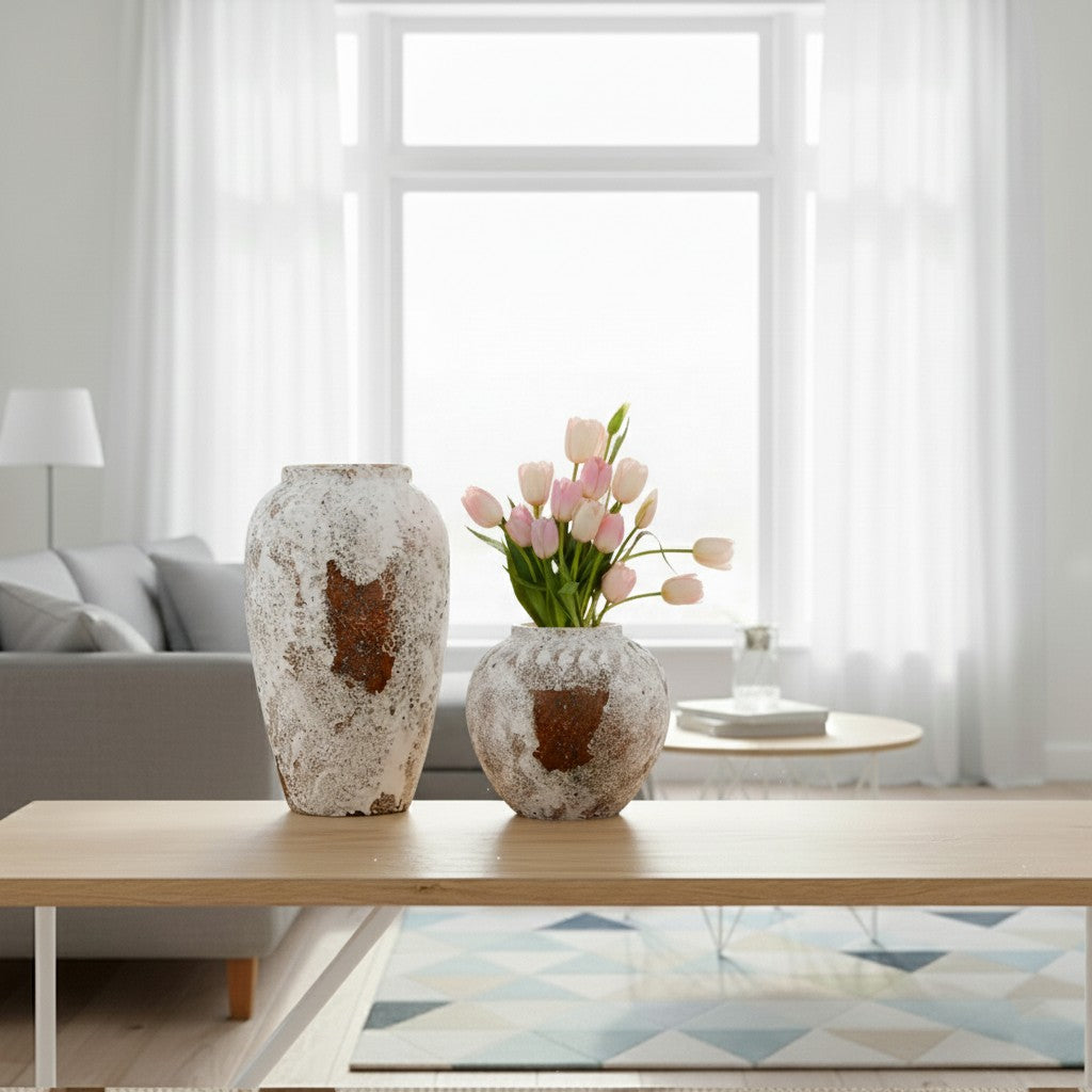 SOGA Home & Living Bundle – Gradient White Ceramic Flower Vases for Elegant Home Decor