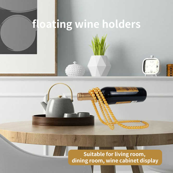 NNEDSZ White Modern Floating Pearl Wine Bottle Holder - Elegant Home Decor, Unique Kitchen Accessory for Dining, Bar, and Living Room