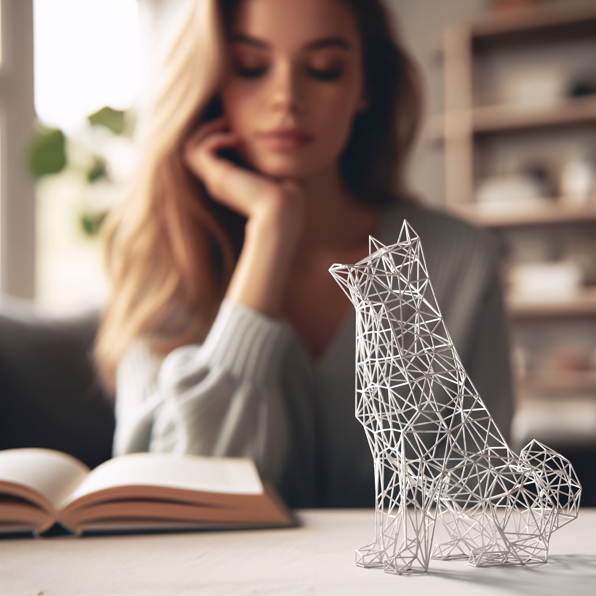 Adorable Akita Dog Sculpture